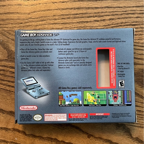 Nintendo Gameboy Advance SP System CIB 3rd party Charger Pearl Blue AGS 101 - Picture 4 of 13
